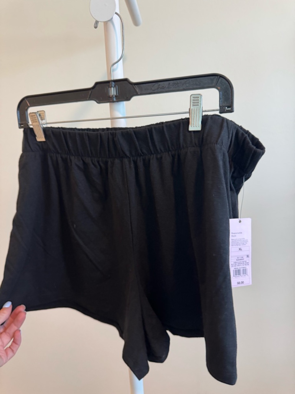 Willd Fable Black Elastic Waist Shorts - XL